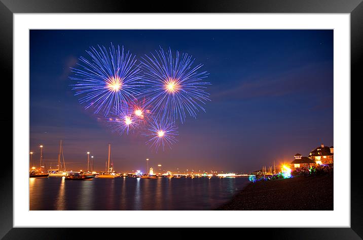 Cowes Week Fireworks Framed Mounted Print by Barry Maytum