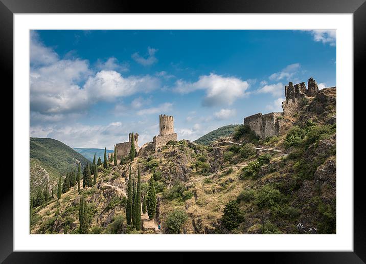 Castles at Lastours Framed Mounted Print by Barry Maytum