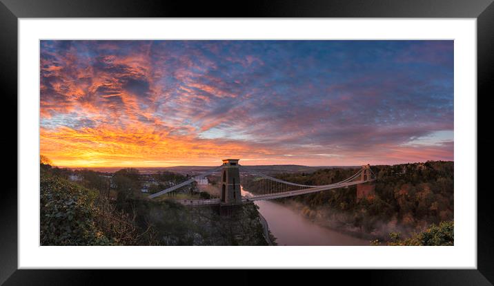 Clifton Suspension Bridge Sunrise Framed Mounted Print by Barry Maytum