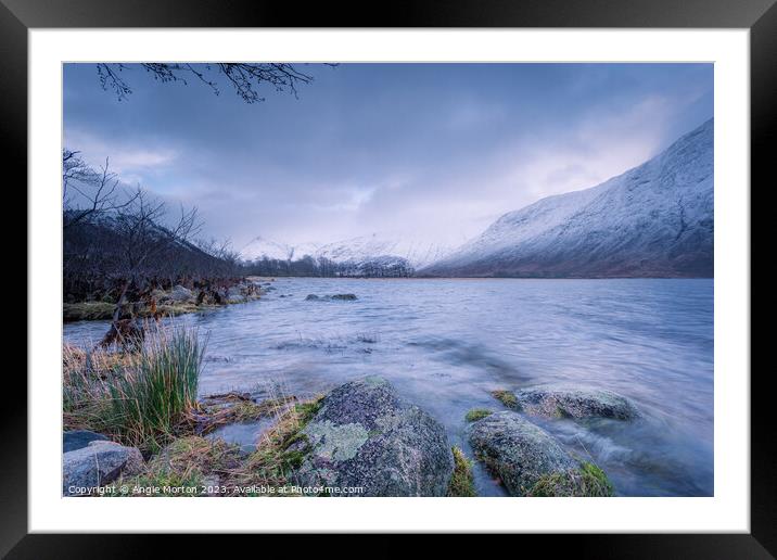 Loch Etive Winter Scene Framed Mounted Print by Angie Morton
