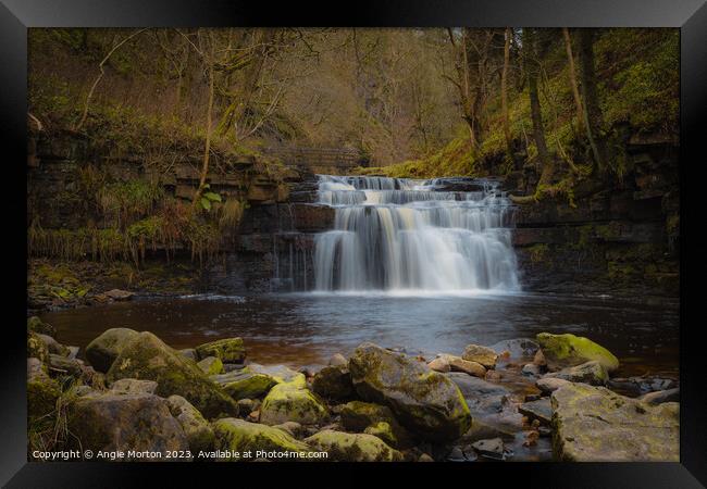 Ashgill Force Fall Framed Print by Angie Morton