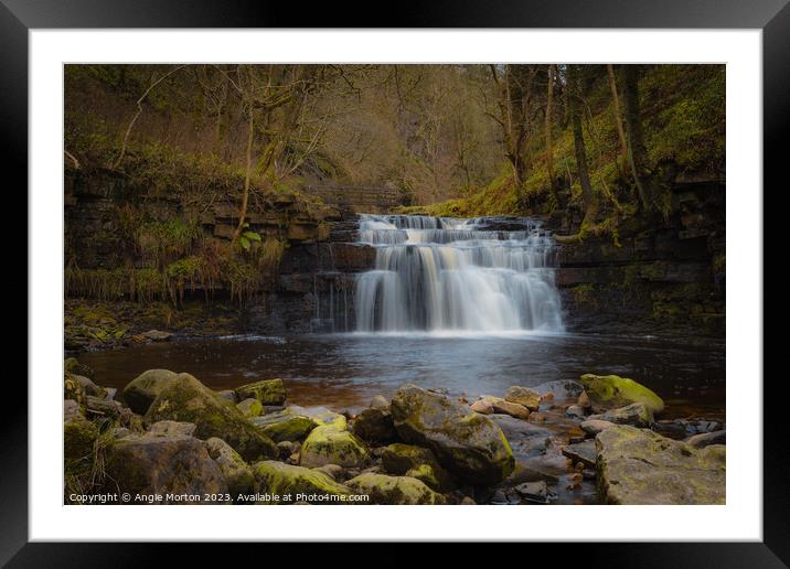 Ashgill Force Fall Framed Mounted Print by Angie Morton