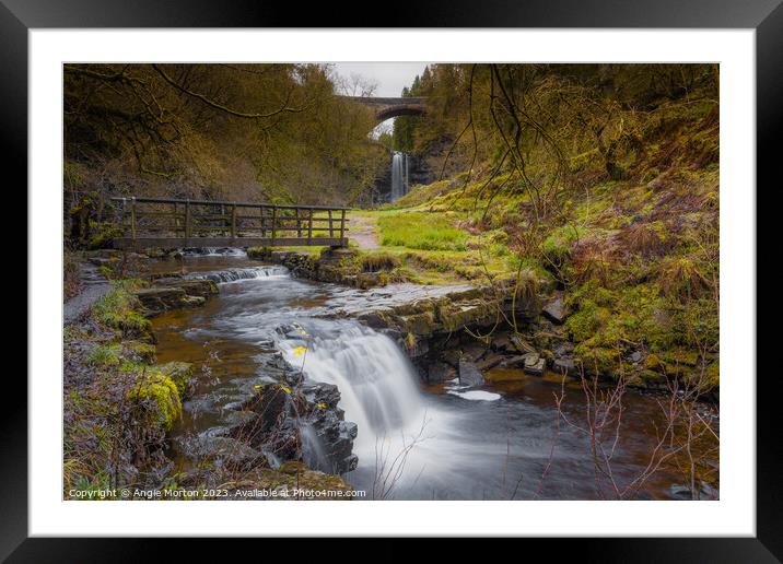 Ashgill Waterfalls Framed Mounted Print by Angie Morton