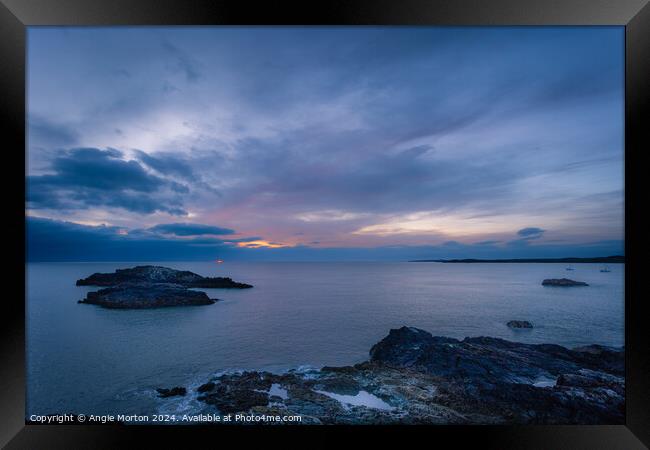 Sunset Yns Llanddwyn Framed Print by Angie Morton