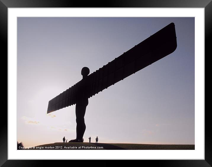 Angel of the North Silhouette Framed Mounted Print by Angie Morton