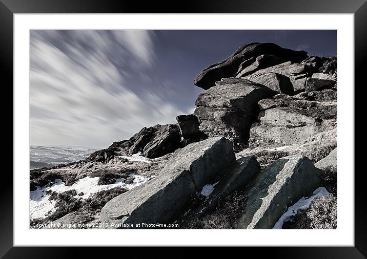 Windswept on Stanage Edge Framed Mounted Print by Angie Morton