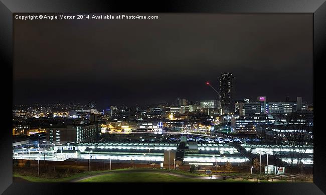 Sheffield Night Time Skyline Framed Print by Angie Morton