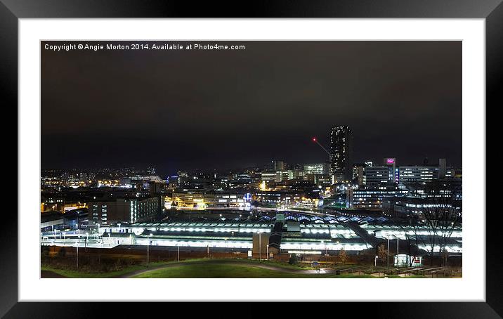 Sheffield Night Time Skyline Framed Mounted Print by Angie Morton
