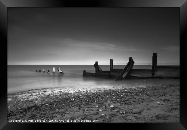 Withersea Beach Groyne Framed Print by Angie Morton