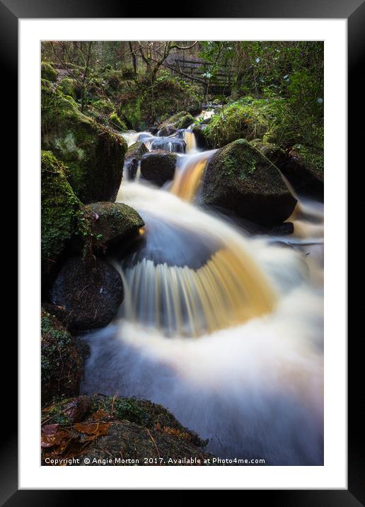 Wyming Brook Falls Framed Mounted Print by Angie Morton