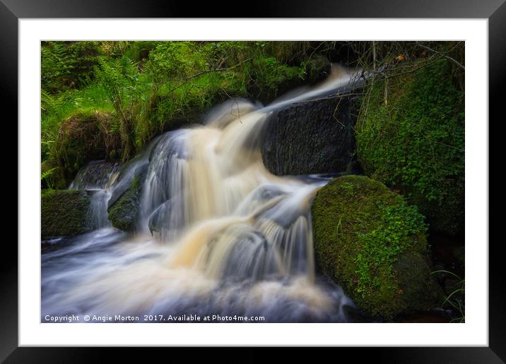 Wyming Brook in Flow Framed Mounted Print by Angie Morton