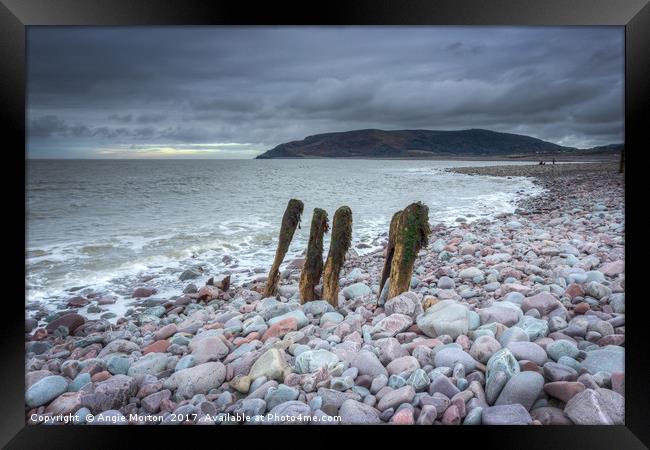 Porlock Beach View Framed Print by Angie Morton