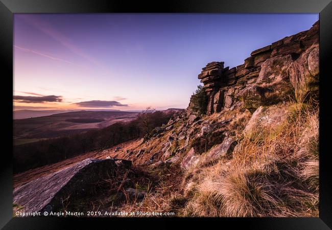 The Head of Stanage Edge Framed Print by Angie Morton