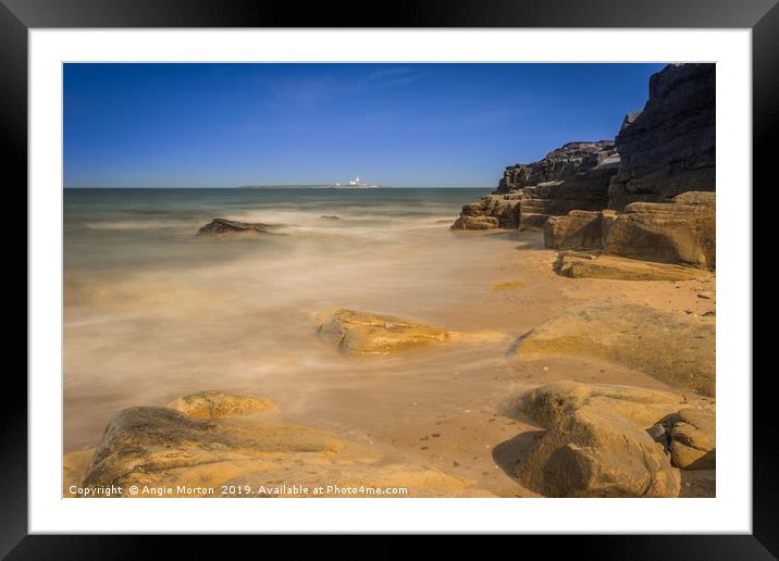 Incoming Tide at Amble Links Beach Framed Mounted Print by Angie Morton