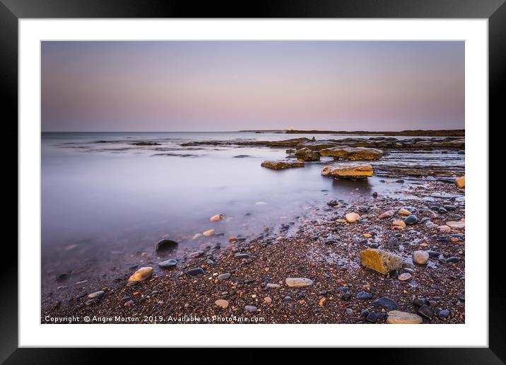 Amble Links Beach Receding Tide Framed Mounted Print by Angie Morton
