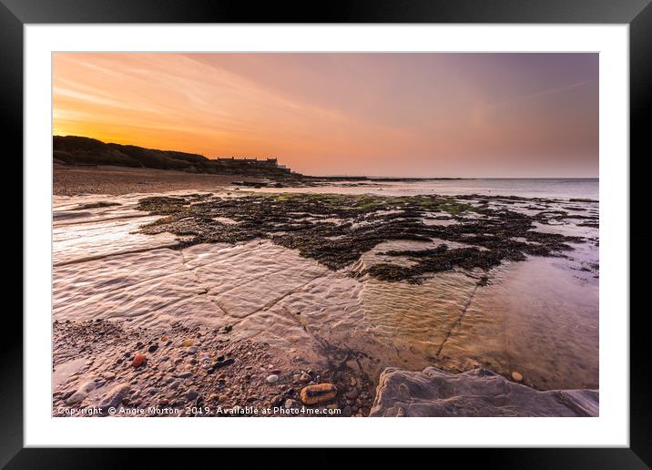 Sunset Over Amble Framed Mounted Print by Angie Morton