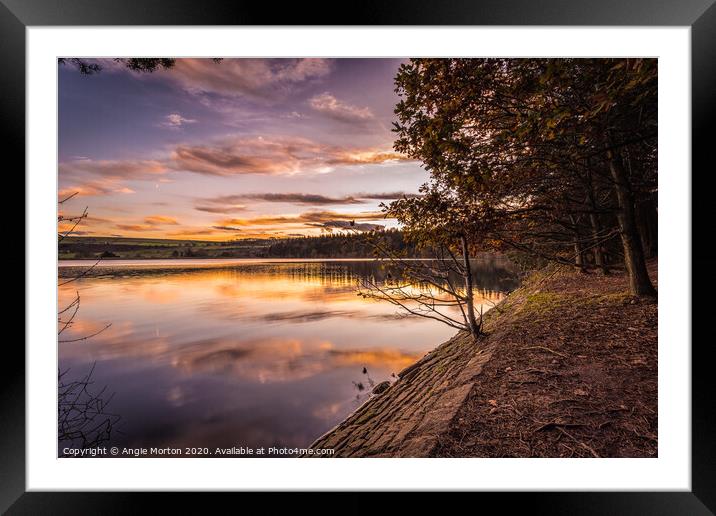 Agden Sunset Reflections Framed Mounted Print by Angie Morton