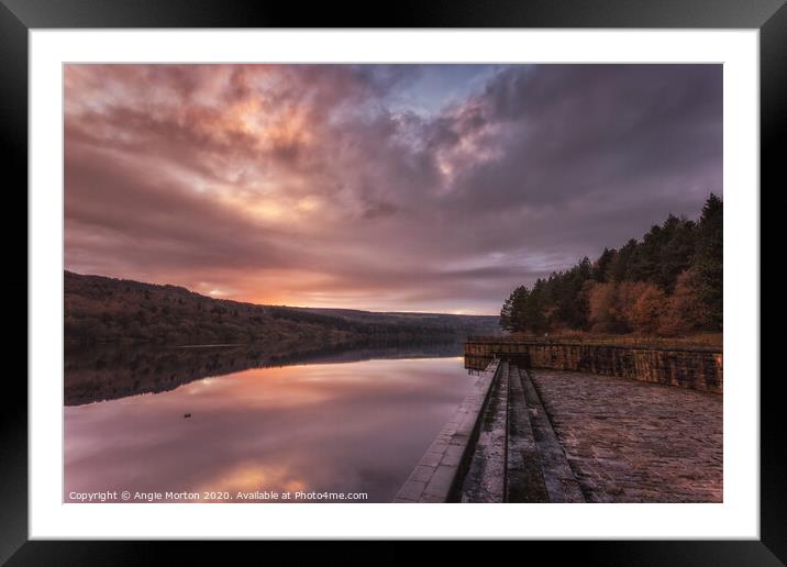 Broomhead Reservoir Sunset Framed Mounted Print by Angie Morton