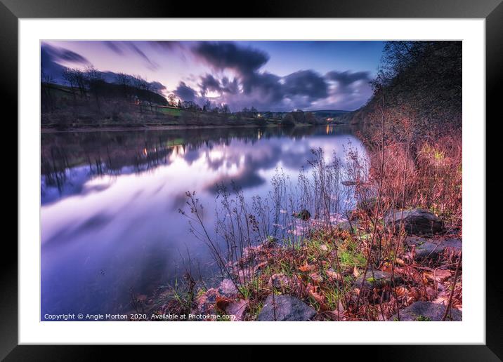 Damflask Reflections at Dusk Framed Mounted Print by Angie Morton