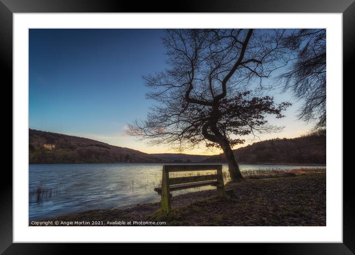 Morehall Reservoir Companions at Sunrise Framed Mounted Print by Angie Morton