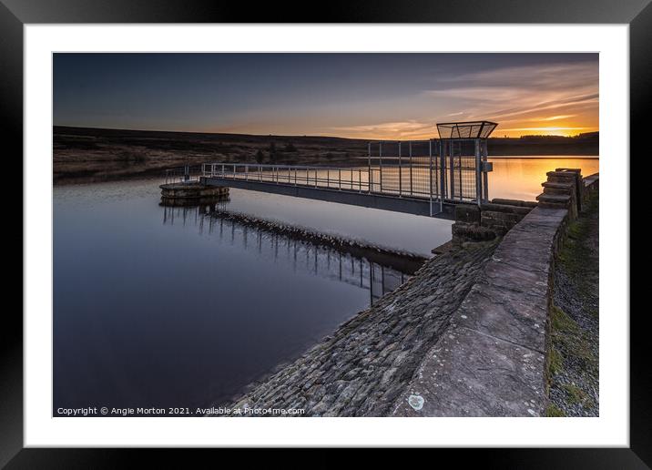 Lower Redmires Reservoir Sunset Framed Mounted Print by Angie Morton