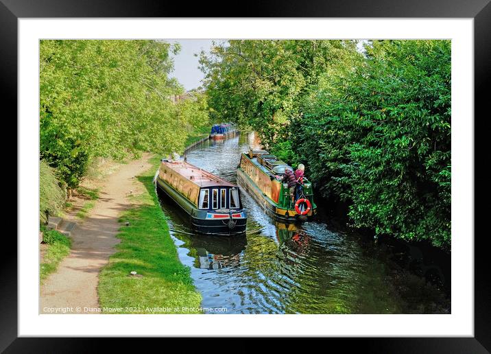 Penkridge Canal Boats Staffordshire Framed Mounted Print by Diana Mower
