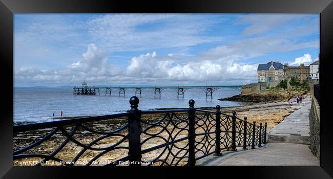Clevedon Beach pier and Promenade  Framed Print by Diana Mower