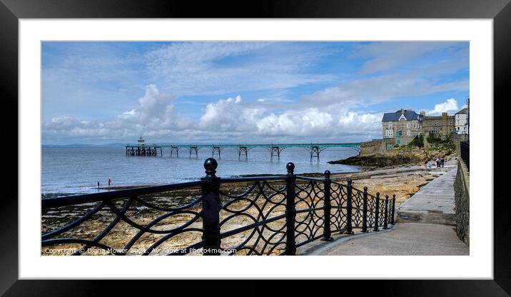 Clevedon Beach pier and Promenade  Framed Mounted Print by Diana Mower