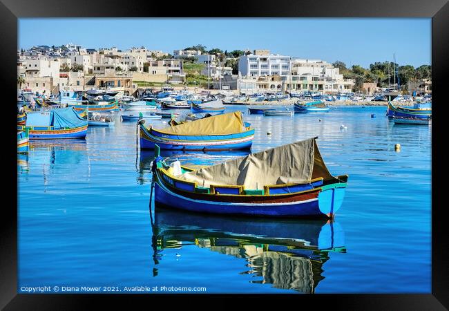 Marsaxlokk Bay Malta Framed Print by Diana Mower