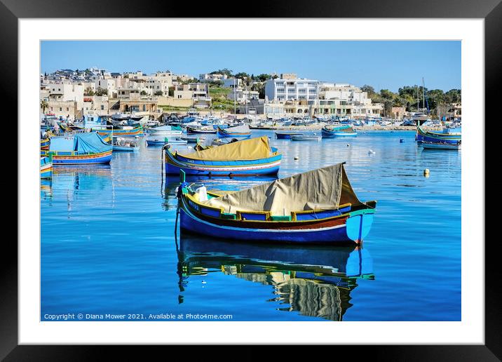 Marsaxlokk Bay Malta Framed Mounted Print by Diana Mower