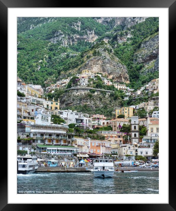 Positano the Amalfi coast Italy Framed Mounted Print by Diana Mower