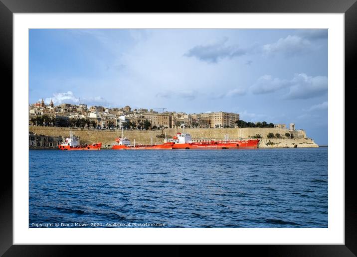 The Grand Harbour Valletta Malta Framed Mounted Print by Diana Mower