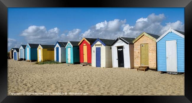 Southwold pretty beach huts Framed Print by Diana Mower