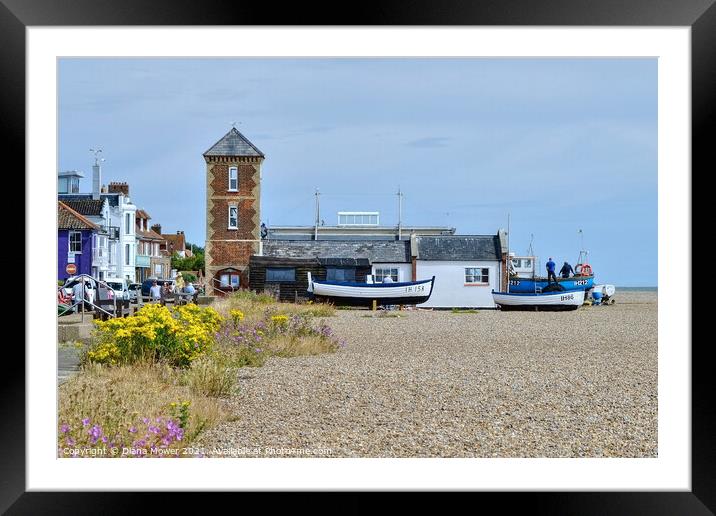 Aldeburgh Beach South Lookout Suffolk Framed Mounted Print by Diana Mower