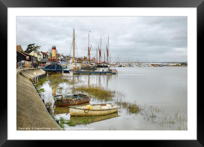 Maldon Hythe Essex boat moorings  Framed Mounted Print by Diana Mower