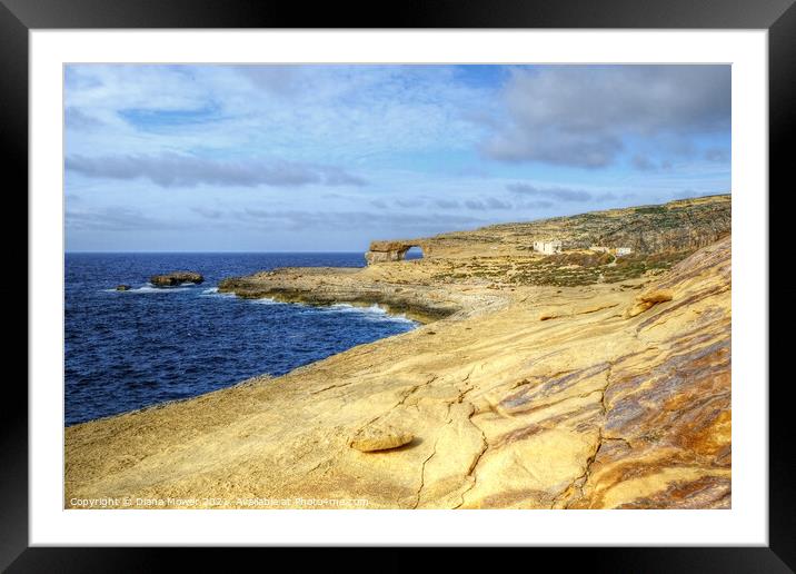 Sandstone cliffs and Azure Window Gozo Malta Framed Mounted Print by Diana Mower