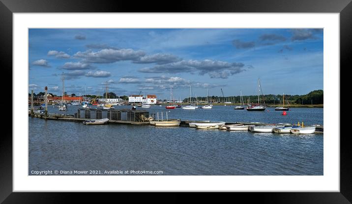 Woodbridge quays and tide Mill Framed Mounted Print by Diana Mower