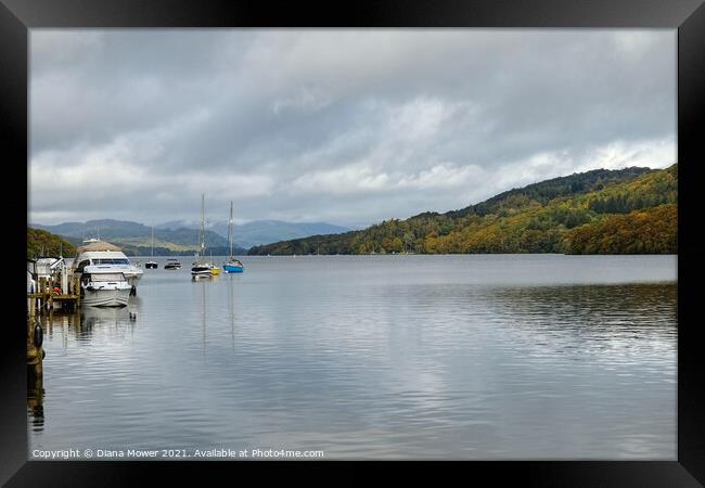 Lake Windermere Lakeside View Framed Print by Diana Mower