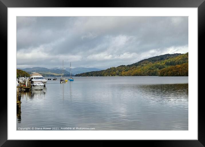 Lake Windermere Lakeside View Framed Mounted Print by Diana Mower