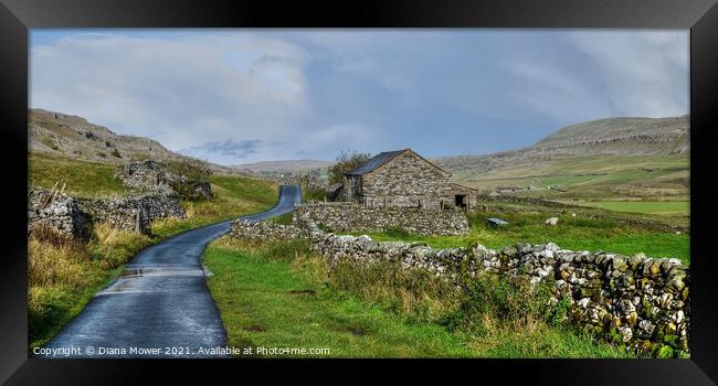 Yorkshire Dales Near Ingleborough Panoramic Framed Print by Diana Mower