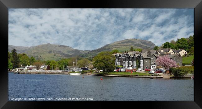  Ambleside Lake Windermere Panoramic Framed Print by Diana Mower