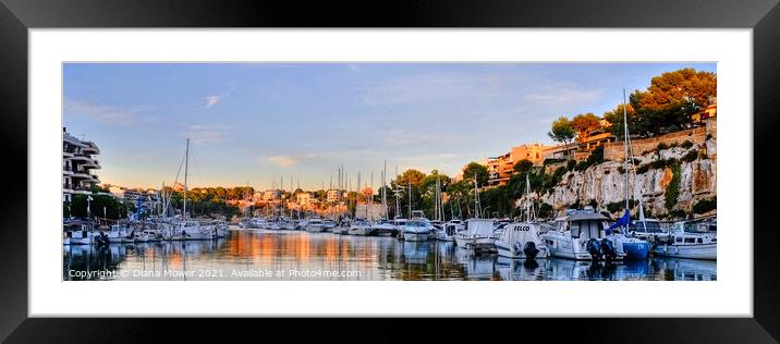  Porto Cristo Harbour Sunset Panoramic  Framed Mounted Print by Diana Mower