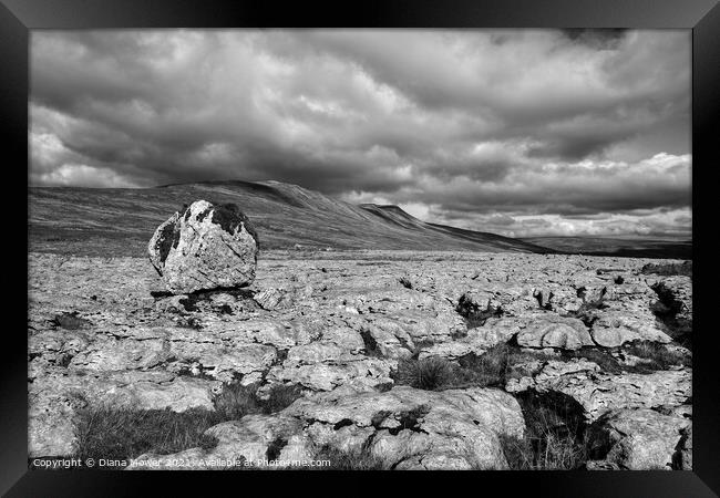 Whernside Erratic Ingelton Yorkshire Framed Print by Diana Mower