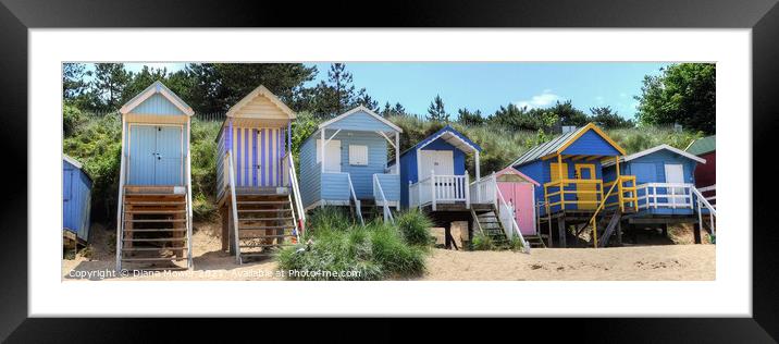 Wells beach Huts Norfolk Framed Mounted Print by Diana Mower