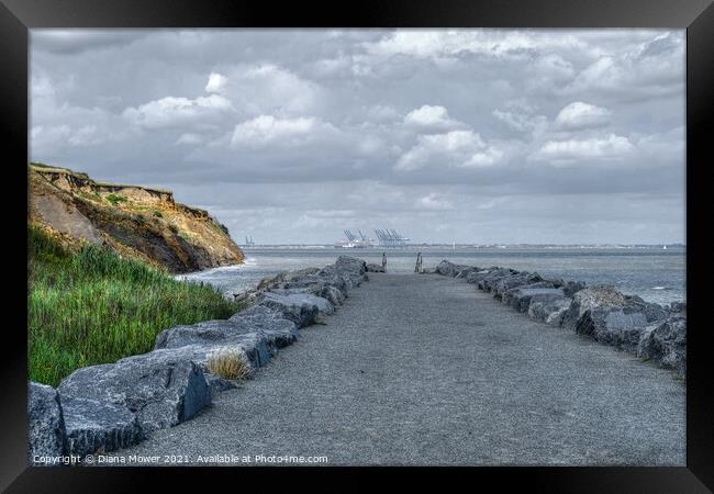 Walton on the Naze cliffs and Crag Walk Framed Print by Diana Mower