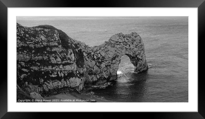 Durdle Door Dorset Panoramic Framed Mounted Print by Diana Mower
