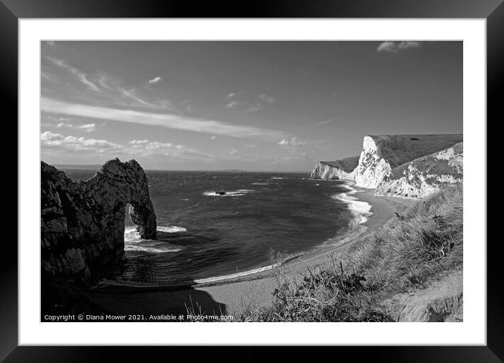 Durdle Door Dorset Panoramic Framed Mounted Print by Diana Mower