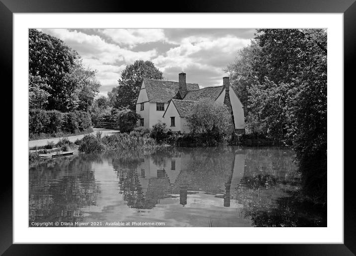 Willy Lott’s House Flatford Monochrome Framed Mounted Print by Diana Mower