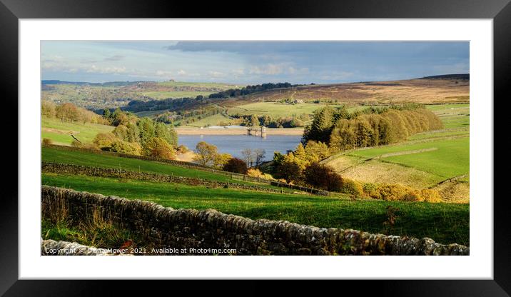 Lower Laithe Reservoir Panoramic Framed Mounted Print by Diana Mower