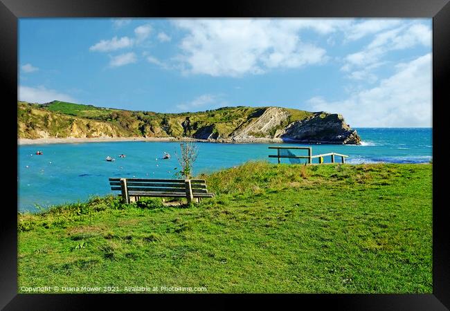 Lulworth cove Dorset Framed Print by Diana Mower